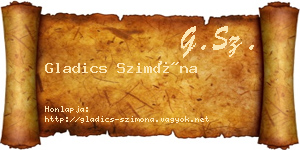 Gladics Szimóna névjegykártya